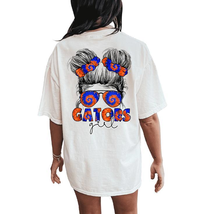Gators Inspirational Gators Girl Messy Bun Women's Oversized Comfort T-Shirt Back Print