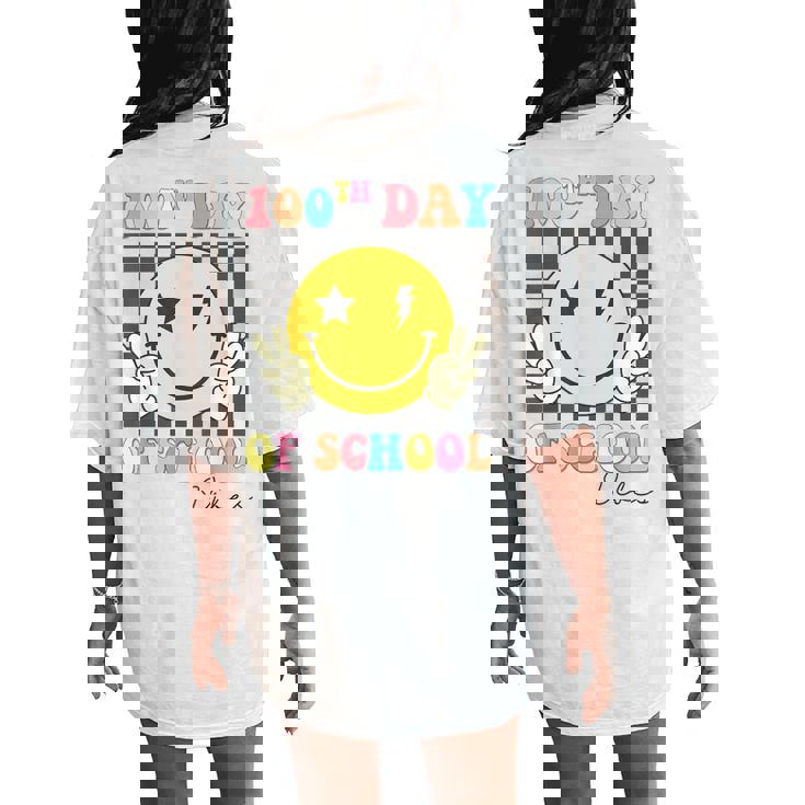 Groovy 100Th Day Of School Vibes Cute 100 Days Of School Women's Oversized Comfort T-Shirt Back Print