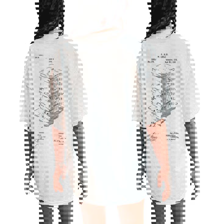 Vintage Patent Print 1885 Bee Hive Beekeeper Women's Oversized Comfort T-Shirt Back Print