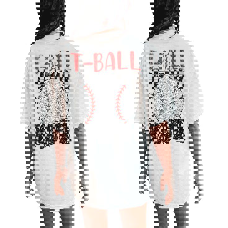 Vintage T-Ball Mama Softball Mom Checkered Print Women's Oversized Comfort T-Shirt Back Print