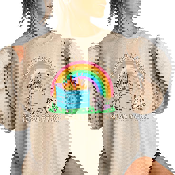 Groovy This Little Light-Of Mine Dumpster Fire Raccoon Women's Oversized Sweatshirt