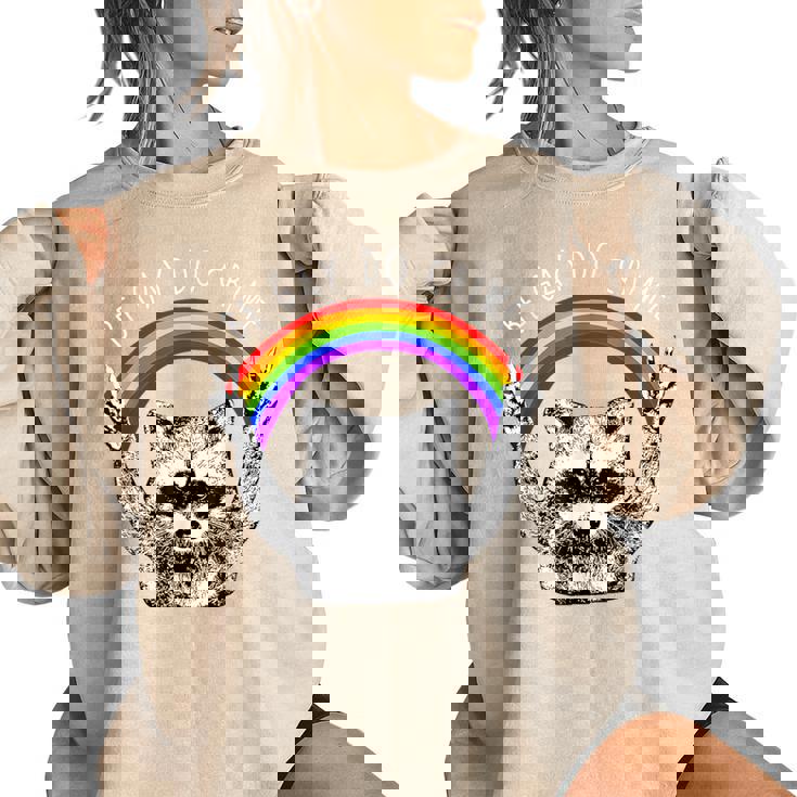 LGBTQ Pride Raccoon Sweatshirt - Rainbow Oversized Women's Top