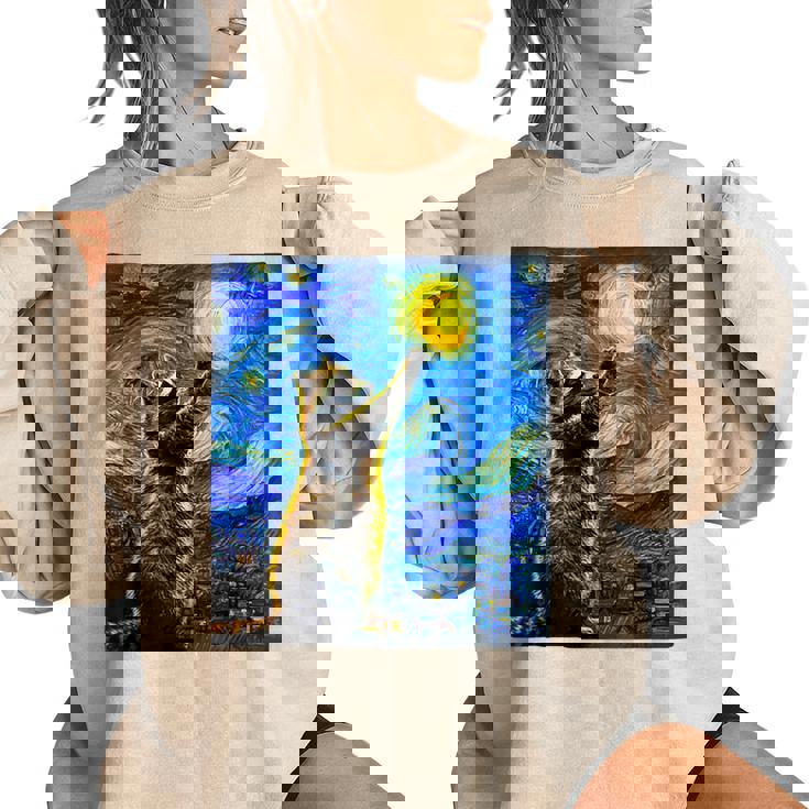 Raccoon Starry Night Sweatshirt - Women's Cozy Art-Inspired Wear