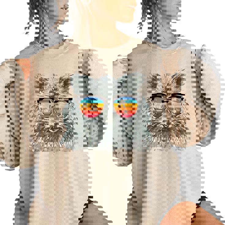 Raccoon With Sunglasses Retro Raccoon Animal Lover Women's Oversized Sweatshirt