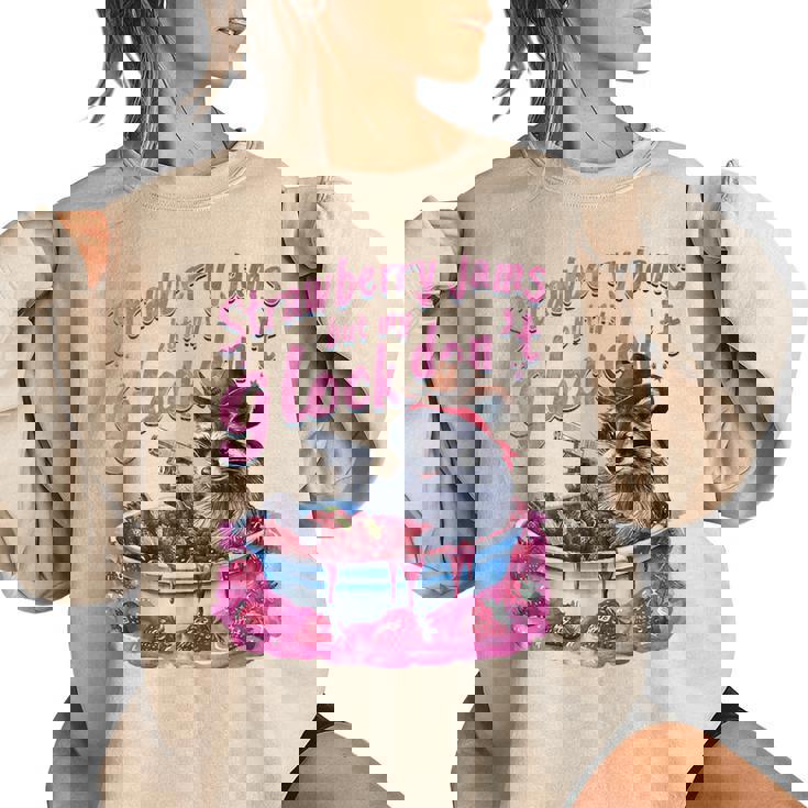 Strawberry Jams But My Dont Raccoon Women's Oversized Sweatshirt