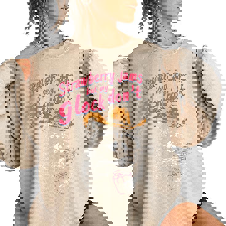 Strawberry Jams But My Don't Raccoon Women's Oversized Sweatshirt