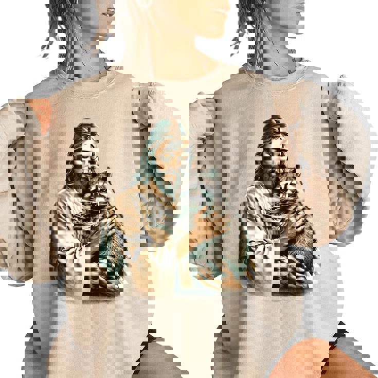 Vintage Jesus and Raccoon Women's Oversized Sweatshirt