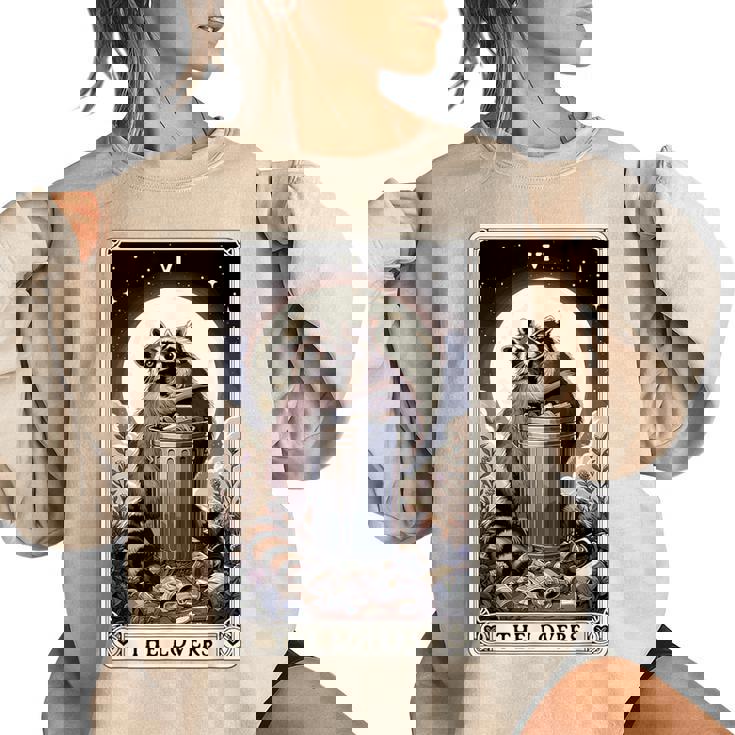 Raccoon Tarot 'The Lovers' Oversized Women's Sweatshirt Raccoon Tarot 'The Lovers' Oversized Women's Sweatshirt