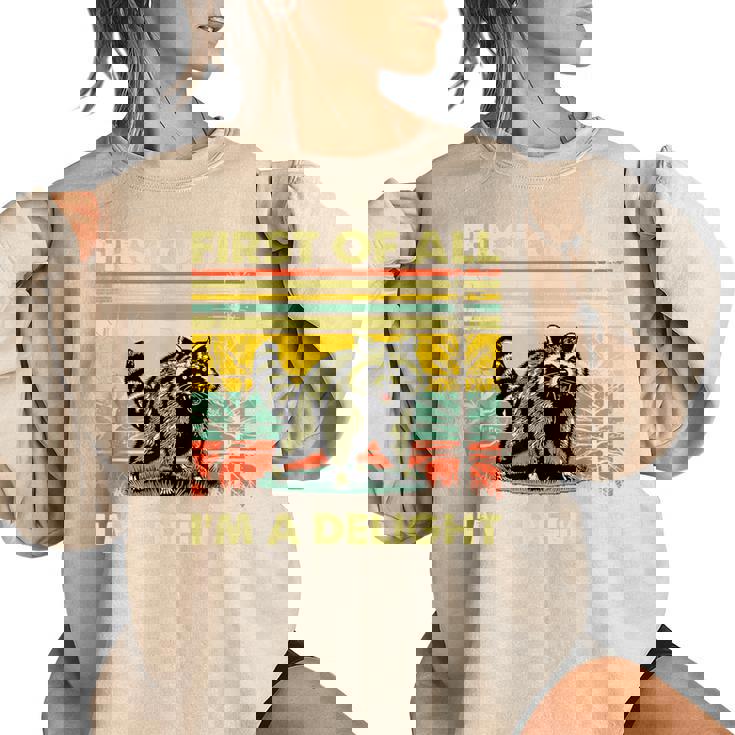 Retro Raccoon Women's Oversized Sweatshirt - Delightful Attitude Retro Raccoon Women's Oversized Sweatshirt - Delightful Attitude