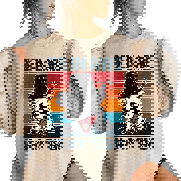 Autism Support Vintage Raccoon Women's Oversized Sweatshirt