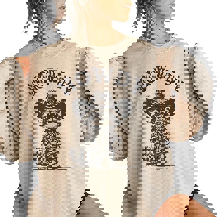 Cowboy Raccoon Women's Oversized Sweatshirt - Rustic Western Style