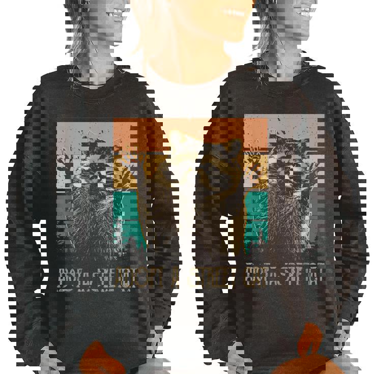 Adopt A Street Cat Classic Arts Possum Raccoons Lover Animal Women's Oversized Sweatshirt