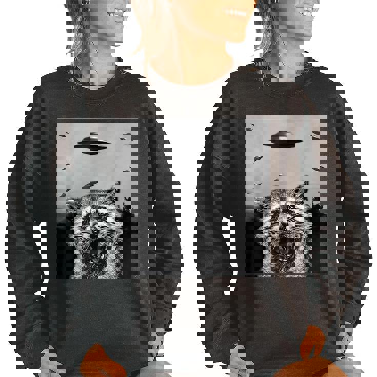 Alien UFO Raccoon Sweatshirt - Unisex Oversized Cosy Wear for All