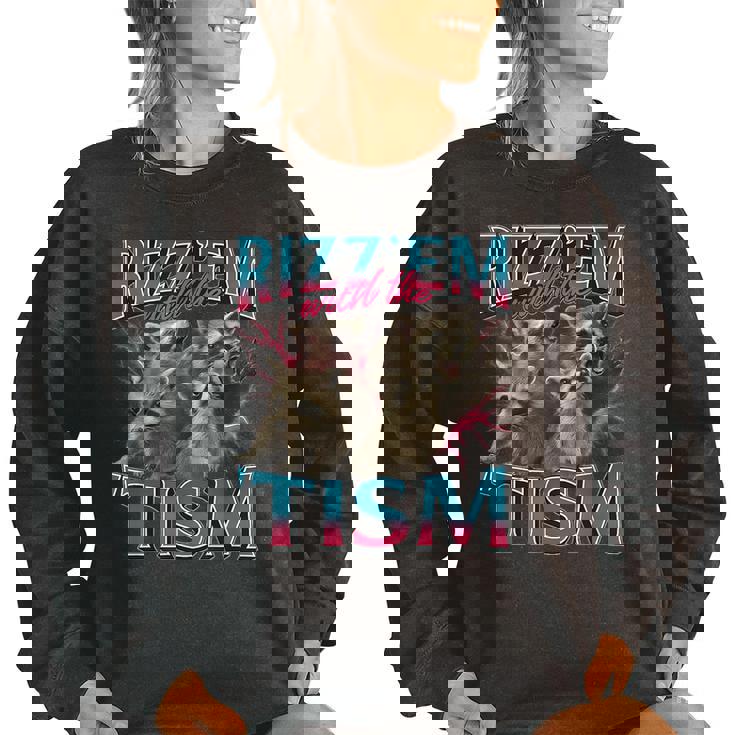 Autistic Raccoon Meme Women's Oversized Sweatshirt | Fun & Unique Wear