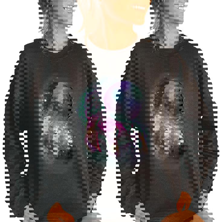 Ferrets Howling Moon Women's Oversized Sweatshirt - Cozy & Unique