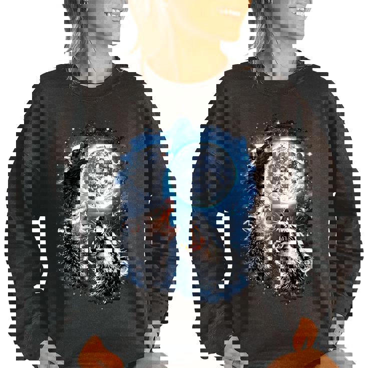 Opossum Raccoon Skunk Moon Meme Women's Oversized Sweatshirt