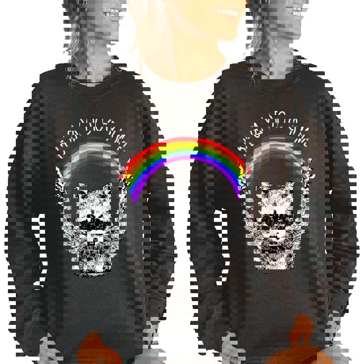 Raccoon Be Gay Do Crime Women's LGBTQ Pride Oversized Sweatshirt