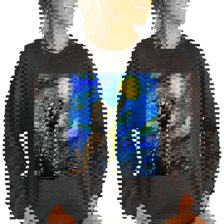 Raccoon Starry Night Women's Sweatshirt - Art-Inspired Cozy Wear