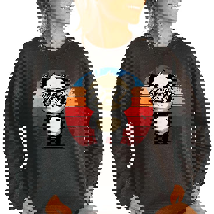 Retro BBQ Pool Party Panda Sweatshirt | Women's Oversized Style