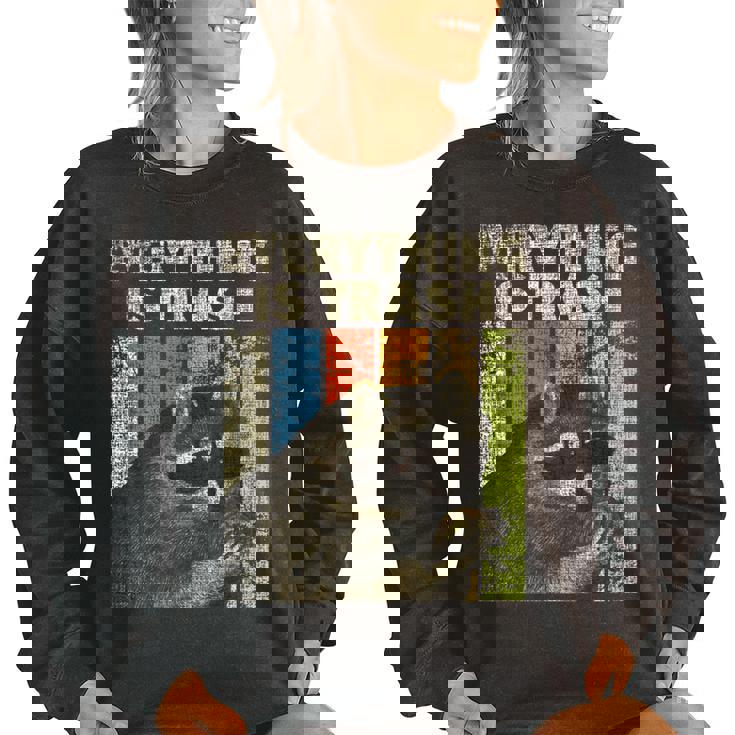 Retro Raccoon Lover Oversized Sweatshirt for Women | Camping Vibes