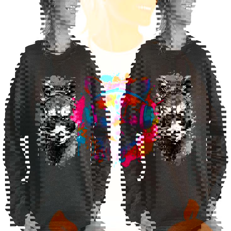 Retro Raccoon Sweatshirt - Colorful Headphones Design for Adults & Kids Retro Raccoon Sweatshirt - Colorful Headphones Design for Adults & Kids