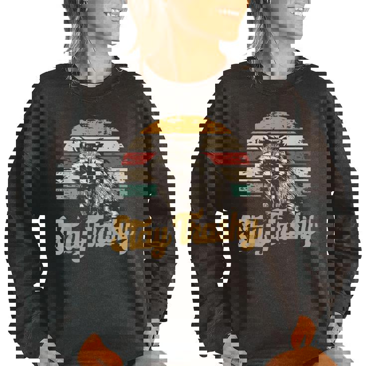 Stay Trashy Opossum & Raccoon Meme Women's Oversized Sweatshirt