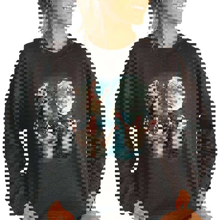 Three Possum Moon Women's Oversized Sweatshirt - Quirky & Unique