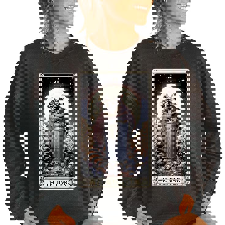 Raccoon Tarot Lovers Oversized Sweatshirt for Women | Cozy Fit