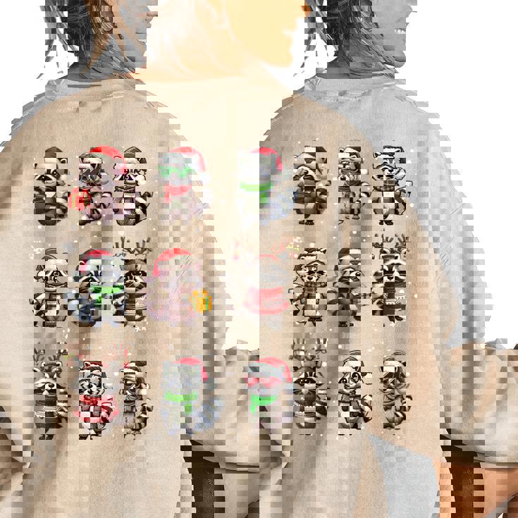 Raccoon Christmas Lights Sweatshirt - Women's Oversized Back Print