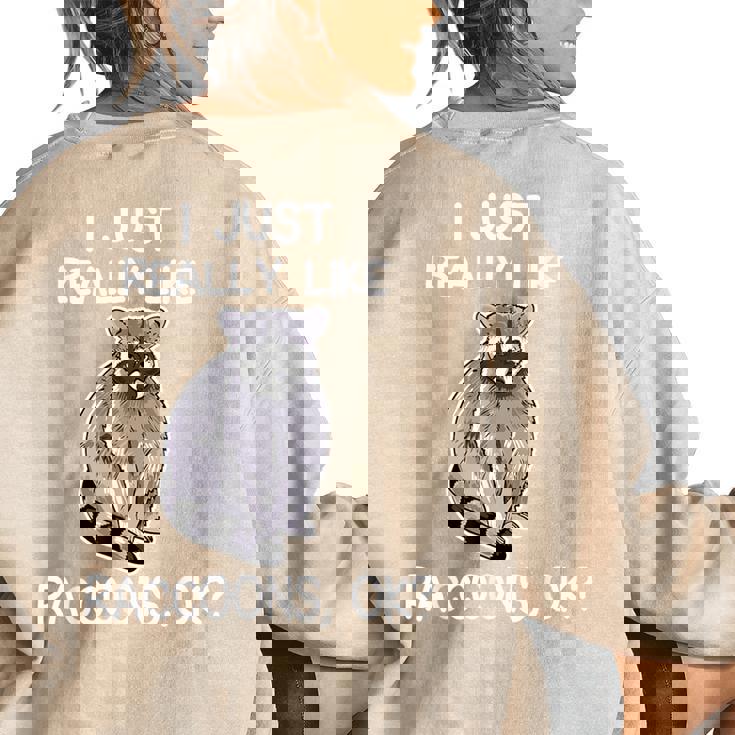 Raccoon Love Oversized Women's Sweatshirt - Cute Back Print