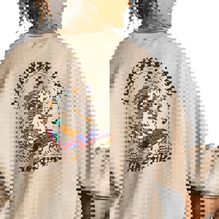 Racoonicorn Women's Oversized Sweatshirt - Whimsical Back Design