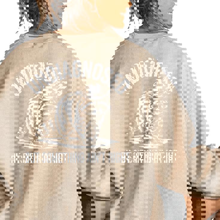 Undiagnosed But Something Ain't Right Cowboy Raccoon Women's Oversized Sweatshirt Back Print