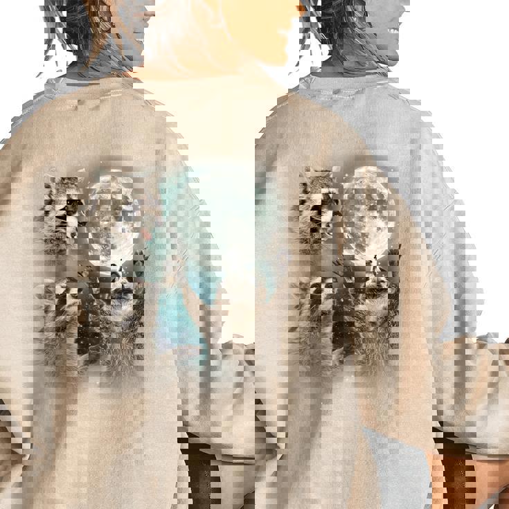 Raccoon 3 Racoons Howling At Moon Weird Cursed Women's Oversized Sweatshirt Back Print Raccoon 3 Racoons Howling At Moon Weird Cursed Women's Oversized Sweatshirt Back Print