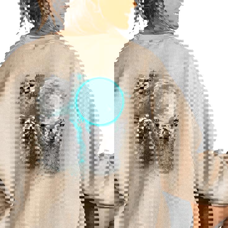 Raccoon Shirt 3 Racoons Howling At Moon Weird Cursed Women's Oversized Sweatshirt Back Print Raccoon Shirt 3 Racoons Howling At Moon Weird Cursed Women's Oversized Sweatshirt Back Print