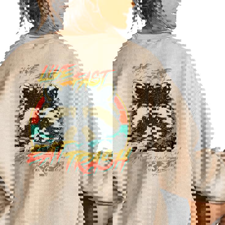 Retro Trash Panda Raccoon Women's Oversized Sweatshirt - Fun Back Print Retro Trash Panda Raccoon Women's Oversized Sweatshirt - Fun Back Print