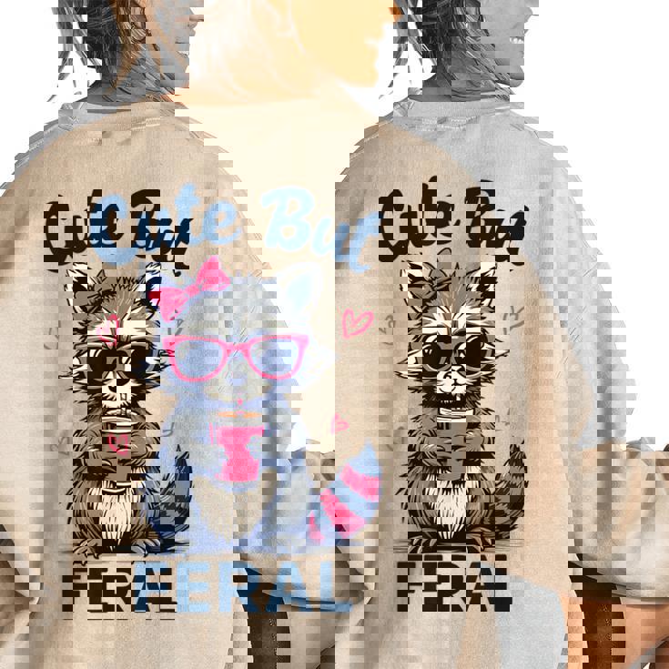 Cute Raccoon Women's Oversized Sweatshirt - Summer Fun Back Print