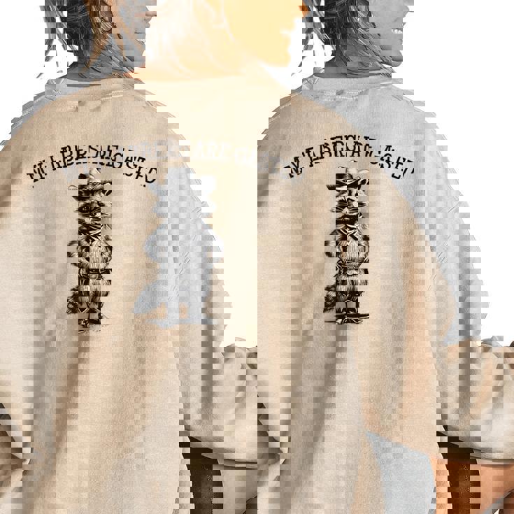 Raccoon Cowboy Oversized Women's Sweatshirt - Graphic Back Print