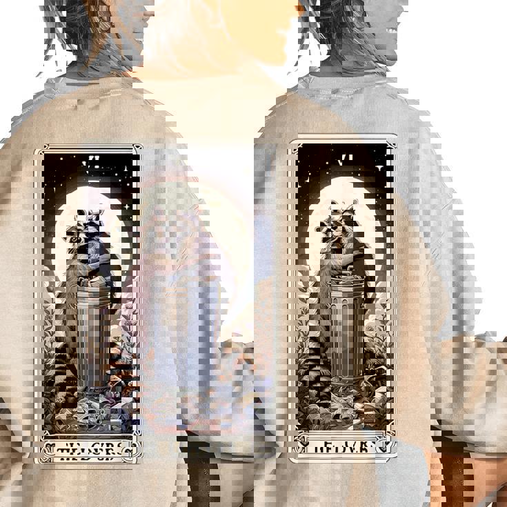 Raccoon Tarot Lovers Women's Oversized Sweatshirt - Mystical Back Print