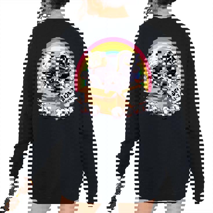 Adopt A Street Cat Opossum Raccoon Skunk Vintage Women's Oversized Sweatshirt Back Print