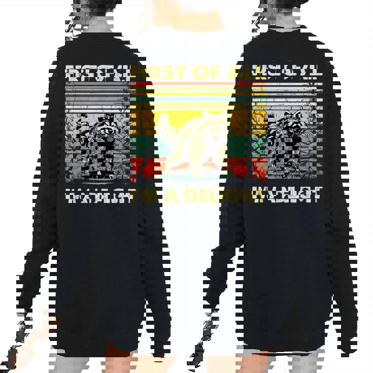 Angry Raccoon Women's Oversized Sweatshirt - Retro Back Print Style