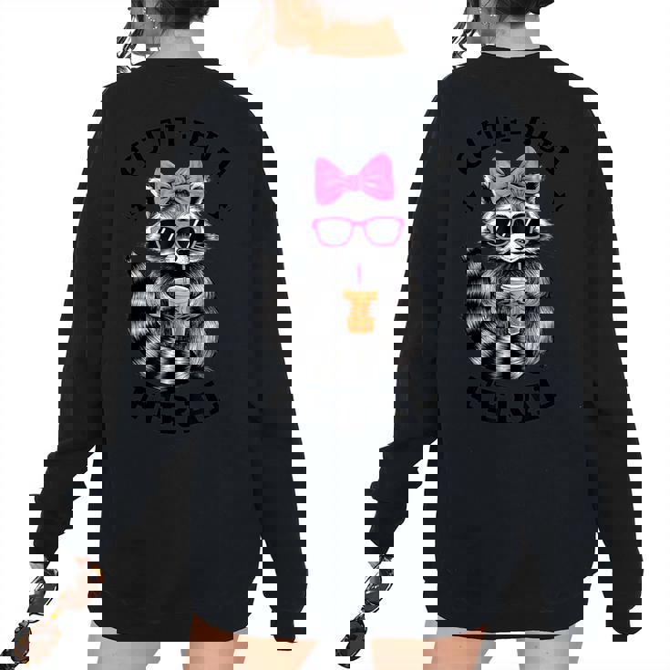 Colorful Raccoon Oversized Sweatshirt - Small Women's Back Print Colorful Raccoon Oversized Sweatshirt - Small Women's Back Print