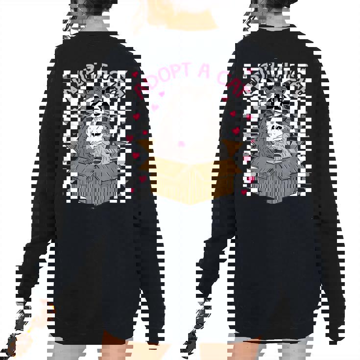 Possum Racoon Adopt A Cat Team Trash Opossums Raccoons Small Women's Oversized Sweatshirt Back Print Possum Racoon Adopt A Cat Team Trash Opossums Raccoons Small Women's Oversized Sweatshirt Back Print