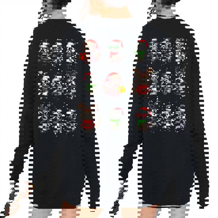 Raccoon Christmas Lights Decor Raccoon Lover Pajama Women's Oversized Sweatshirt Back Print