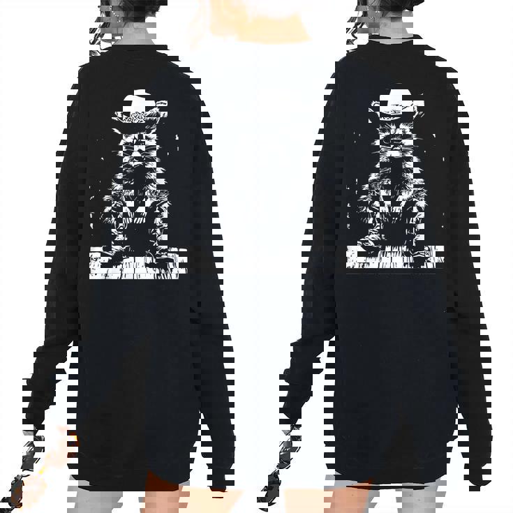 Raccoon Cowboy Western Sweatshirt - Oversized, Unisex | Back Print