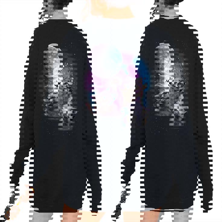 Raccoon Moonlight Women's Oversized Sweatshirt | Back Print