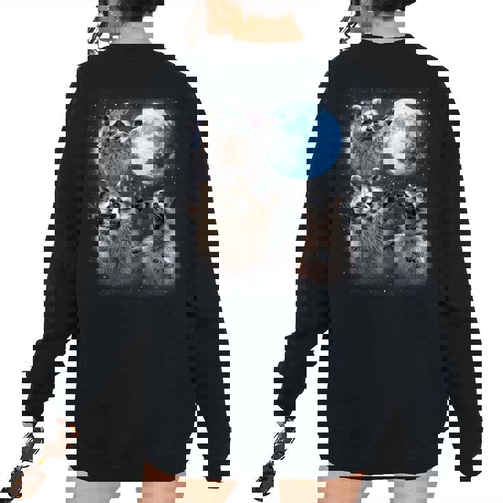 Raccoon Moonlight Women's Oversized Sweatshirt | Back Print Fun