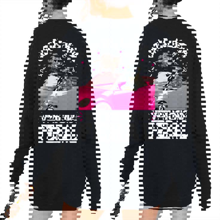 Raccoon Opossum Meme Oversized Sweatshirt for Women | Fun Back Print