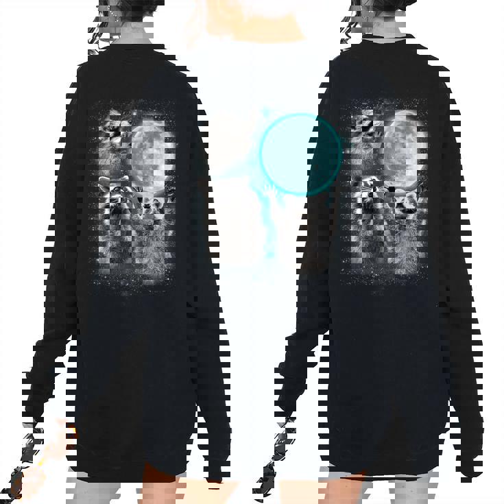 Raccoon Shirt 3 Racoons Howling At Moon Weird Cursed Women's Oversized Sweatshirt Back Print Raccoon Shirt 3 Racoons Howling At Moon Weird Cursed Women's Oversized Sweatshirt Back Print