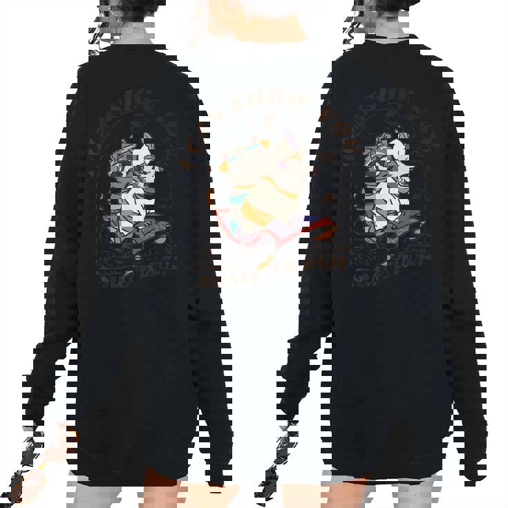 Racoonicorn Trash Panda Raccoon With Unicorn Horn Women's Oversized Sweatshirt Back Print