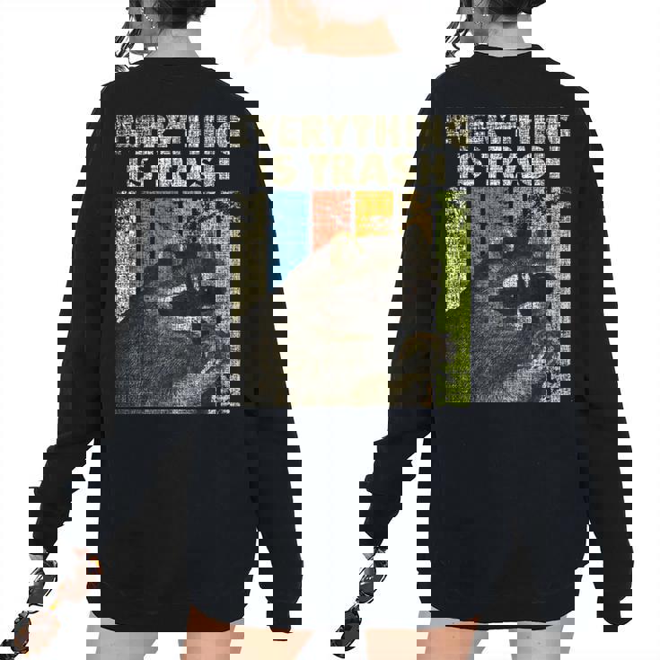 Retro Raccoon Camping Sweatshirt - Women's Oversized Back Print Retro Raccoon Camping Sweatshirt - Women's Oversized Back Print